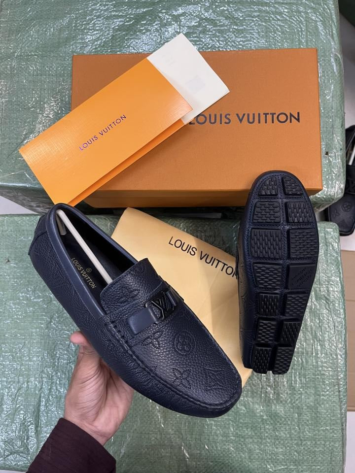 Loui.s Vuitton Navy Small Buckle Premium Loafers Surplus Calf Leather Quality With All Accessories Hx005