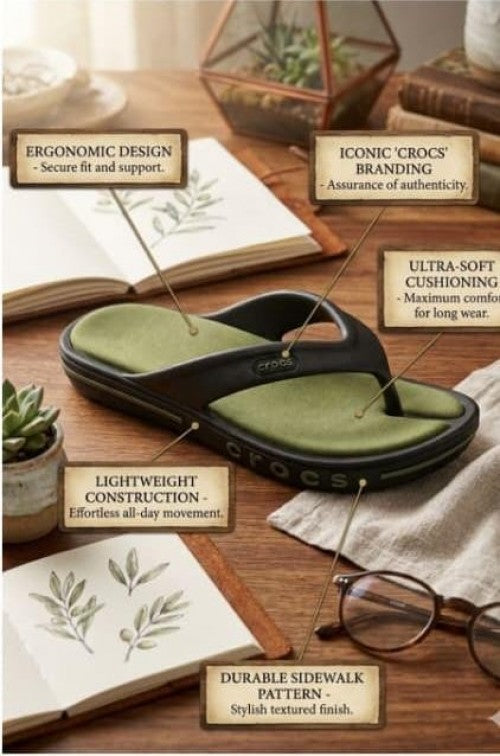 CROC S BAYABAND FLIP FLOP BLACK GREEN