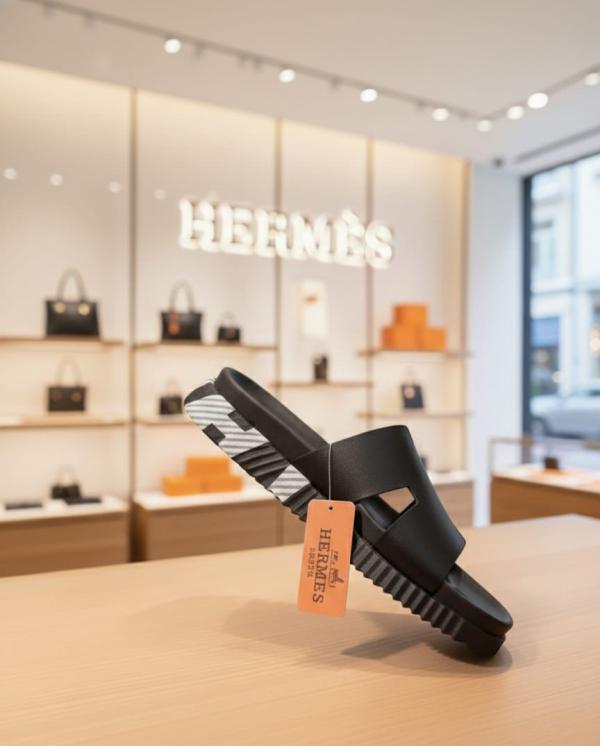 HERME.S IZMIR THICK SOLE ITALIAN SLIDE BLACK 33