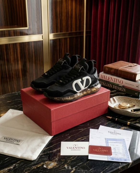 VALENTIN.O GARAVANI BLACK SUEDE METALLIC GOLD