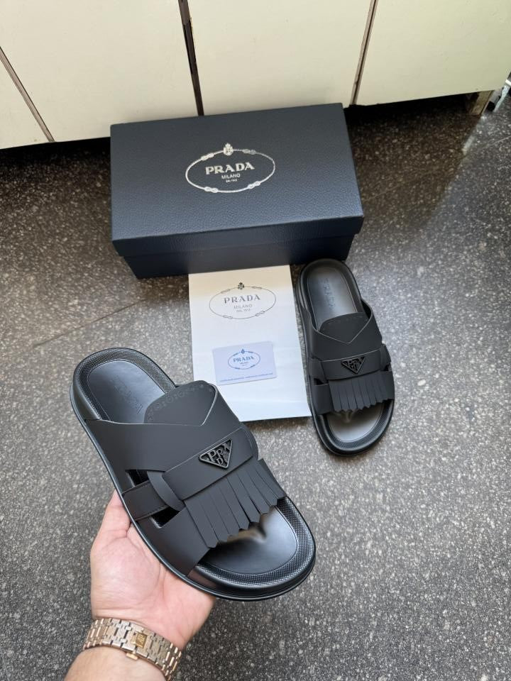 Praada Luxury Black Men Slip on