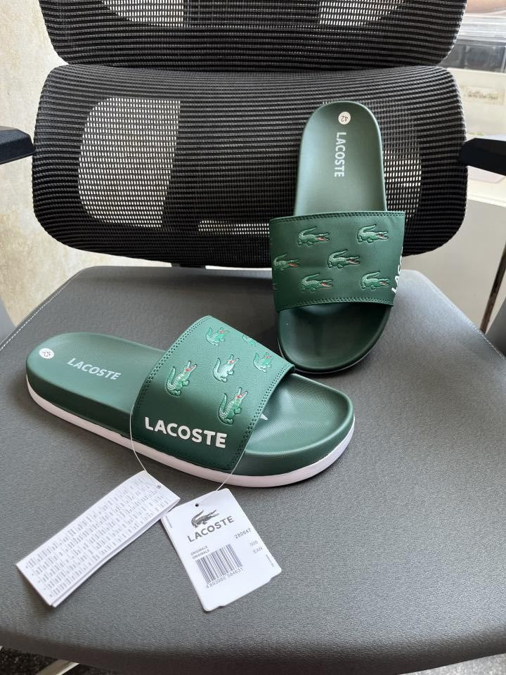 Lacost Logo Comfort Slides Green