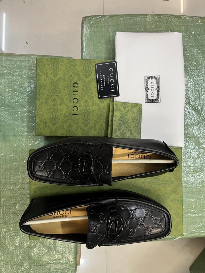 Gucc.I Monogram Premium Loafers Surplus Calf Leather Quality With All Accessories HX009