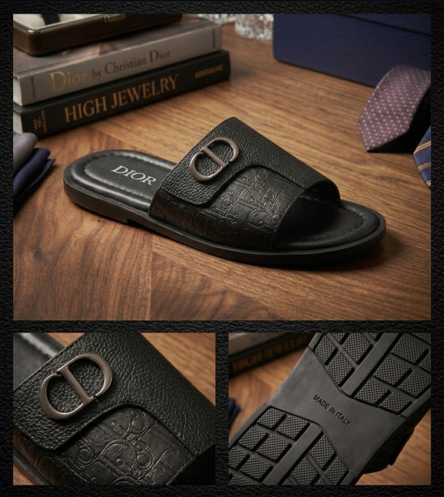 DIO.R MONOGRAM PREMIUM BLACK CHAPPAL 052