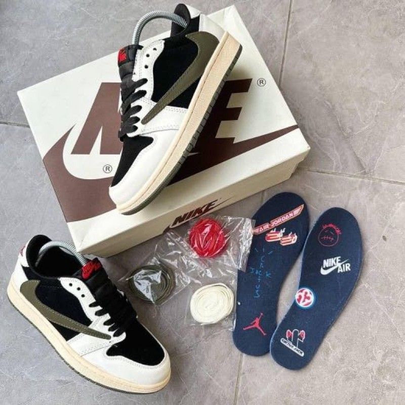 Air Jordan Retro 1 X Travis Scott Olive Green Semi ua