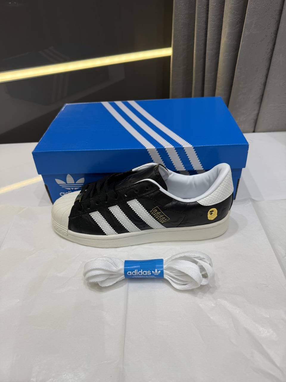 ADIIDAS X A BATHING SUPERSTAR VINTAGE BLACK WHITE FIX