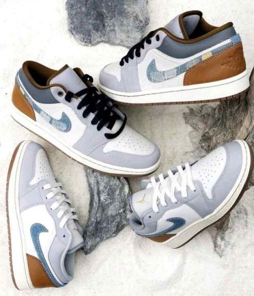 Air Jordan 1 Low SE Phantom Repaired Denim Swoosh