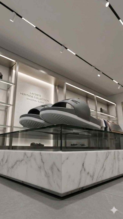 LACOSTTE EMBOSSED GREY FLIP FLOP