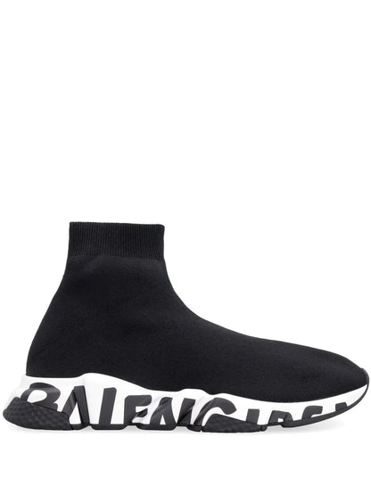 Balenciag_aa Speed trainer graffiti black white
