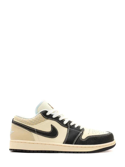 NIK.E AIR JORDAN 1 LOW COCONUT MILK BLACK MUSLIN