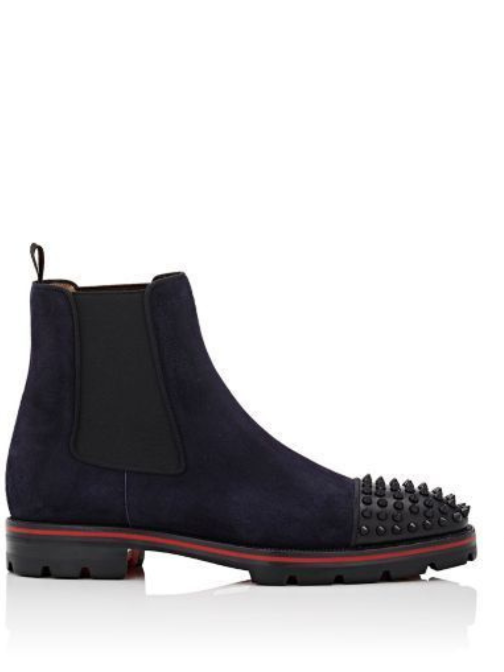 Christian Loubouti.n Spikes Suede Chelsea Boots Black n Premium