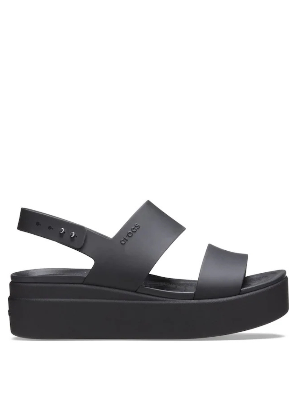 crocss Black Brooklyn Low Wedge Sandals