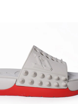 Christian Loubouti.n Take It Easy Rubber Spike slides Grey