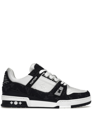 LOUISS VUITTONN TRAINERS MONOGRAM DENIM WHITE BLACK
