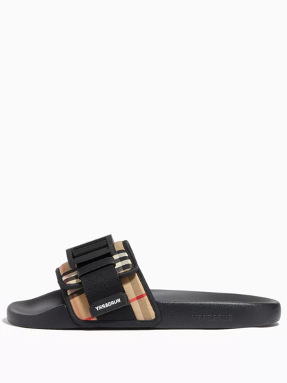 Bur_berry Buckles Strap Slides Black Premium