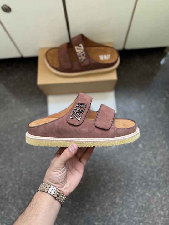 Zaara Logo Strap Suede Brown