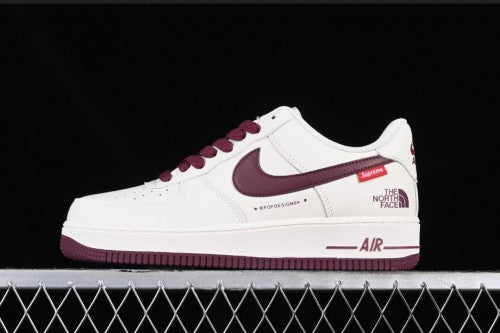 airforce 1 07 low white dark red x supreme x the north face