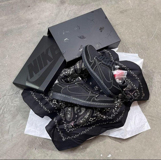 Nikke Air Jordan 1 Low OG x Travis Scott Black Phantom Semi UA With Kit
