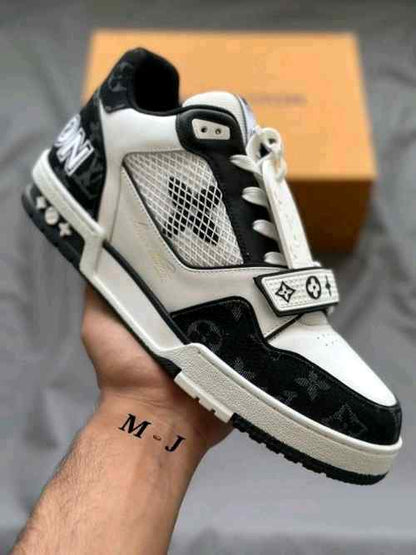 louiss vuittonn Trainer Stripe BLACK WHITE