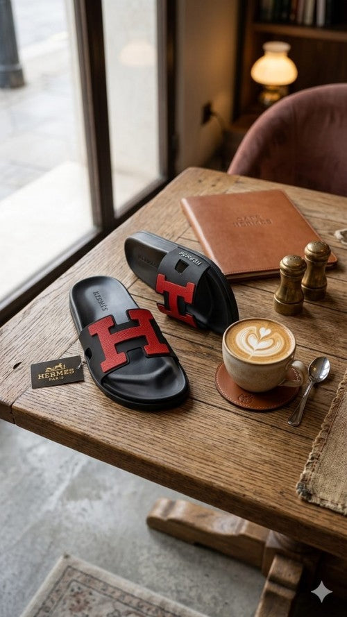 HERME S PARIS LOGO SLIDES BLACK