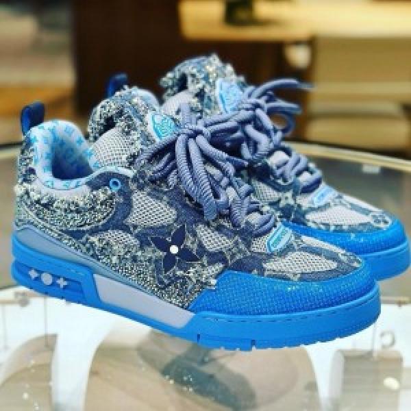 Lv skate trainer blue monogram sale