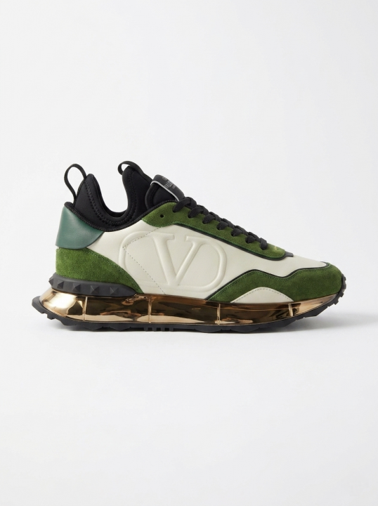 VALENTIN.O GARAVANI GREEN SUEDE METALLIC GOLD