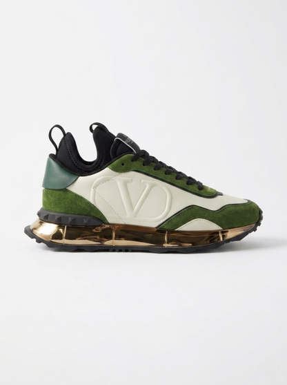 VALENTIN.O GARAVANI GREEN SUEDE METALLIC GOLD