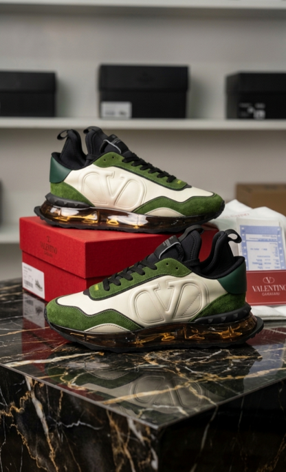 VALENTIN.O GARAVANI GREEN SUEDE METALLIC GOLD