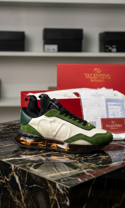 VALENTIN.O GARAVANI GREEN SUEDE METALLIC GOLD