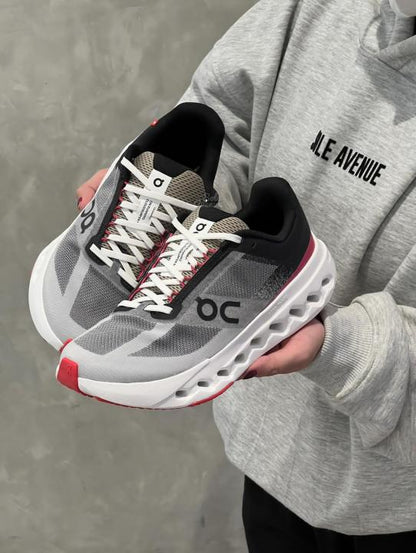 On Cloud Surfer Next White Black red