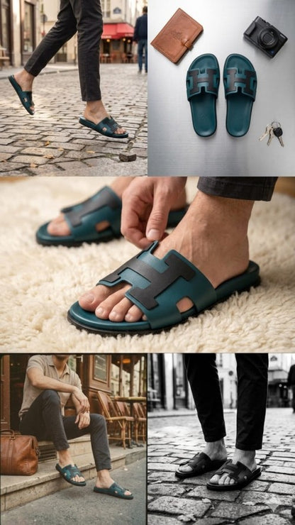 HERME S PARIS LOGO SLIDES GREEN