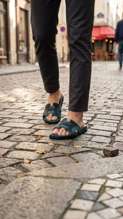 HERME S PARIS LOGO SLIDES GREEN