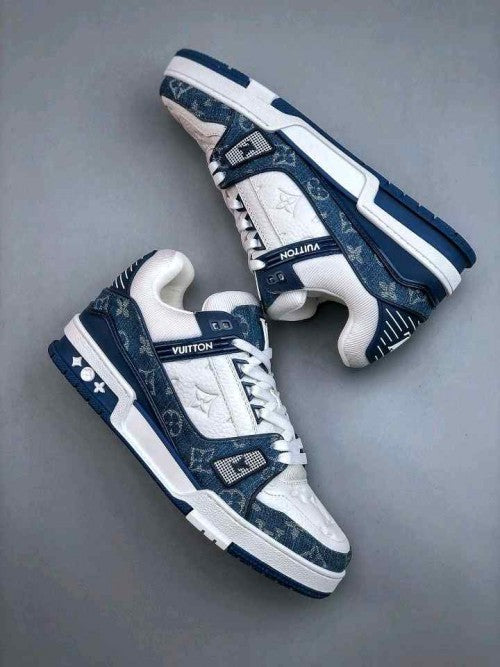 loui. vuitton trainer white blue
