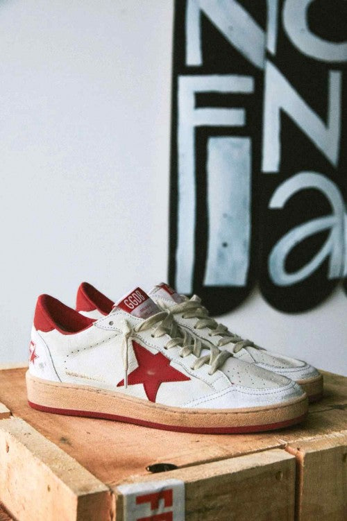 Golden Goose Ball-Star Low White Red