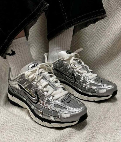nikee p 6000 white metallic silver
