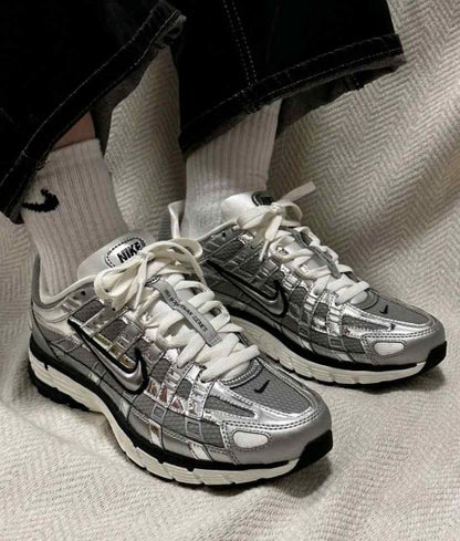 nikee p 6000 white metallic silver