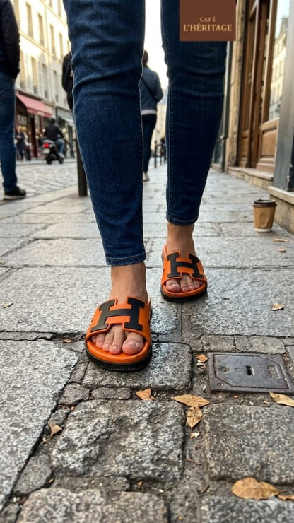 HERME S PARIS LOGO SLIDES ORANGE
