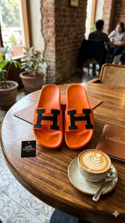 HERME S PARIS LOGO SLIDES ORANGE