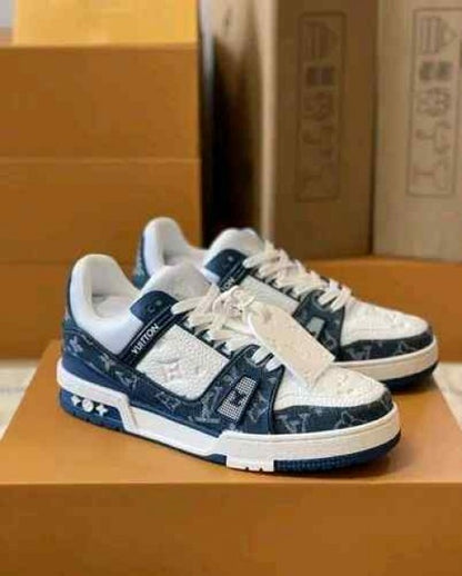 LOUISS VUITTONN TRAINERS MONOGRAM DENIM