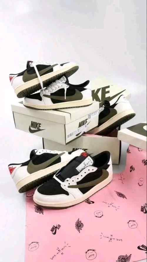 Nikkee Air Jordan 1 Low X Travis Scott Olive Green Semi UA