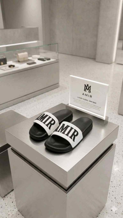AMIRRI EMBOSSED BLACK WHITE FLIP FLOP