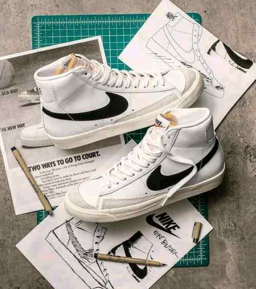nikkee blazer mid 77 vintage white black