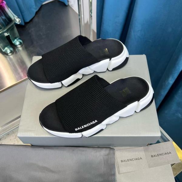 Balenciaga Speed 2.0 Recycled Knit Slide Mule White Black