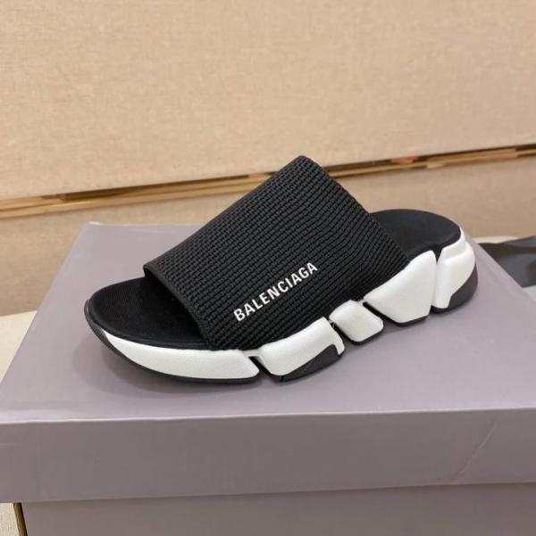 Balenciaga Speed 2.0 Recycled Knit Slide Mule White Black