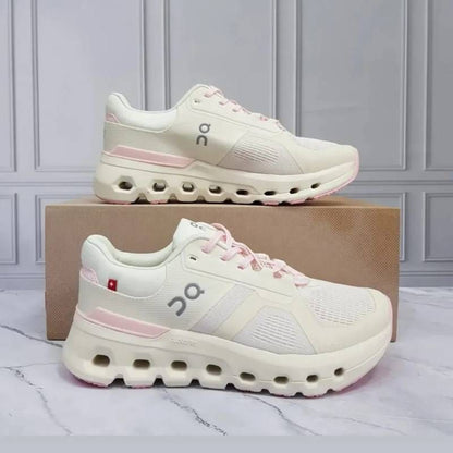Wmn On Running Cloud Runner Shoes White Pink Sporty Elegant