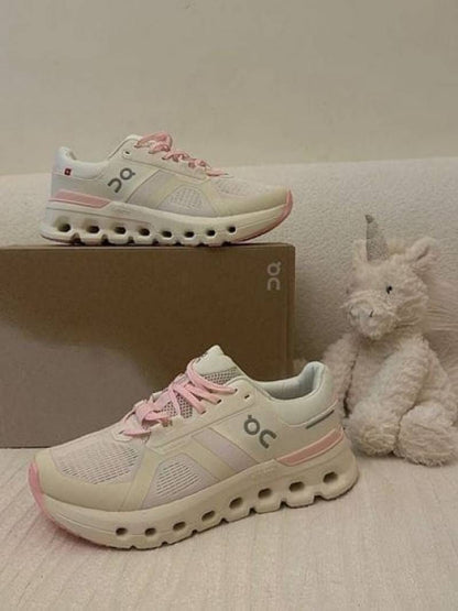 Wmn On Running Cloud Runner Shoes White Pink Sporty Elegant
