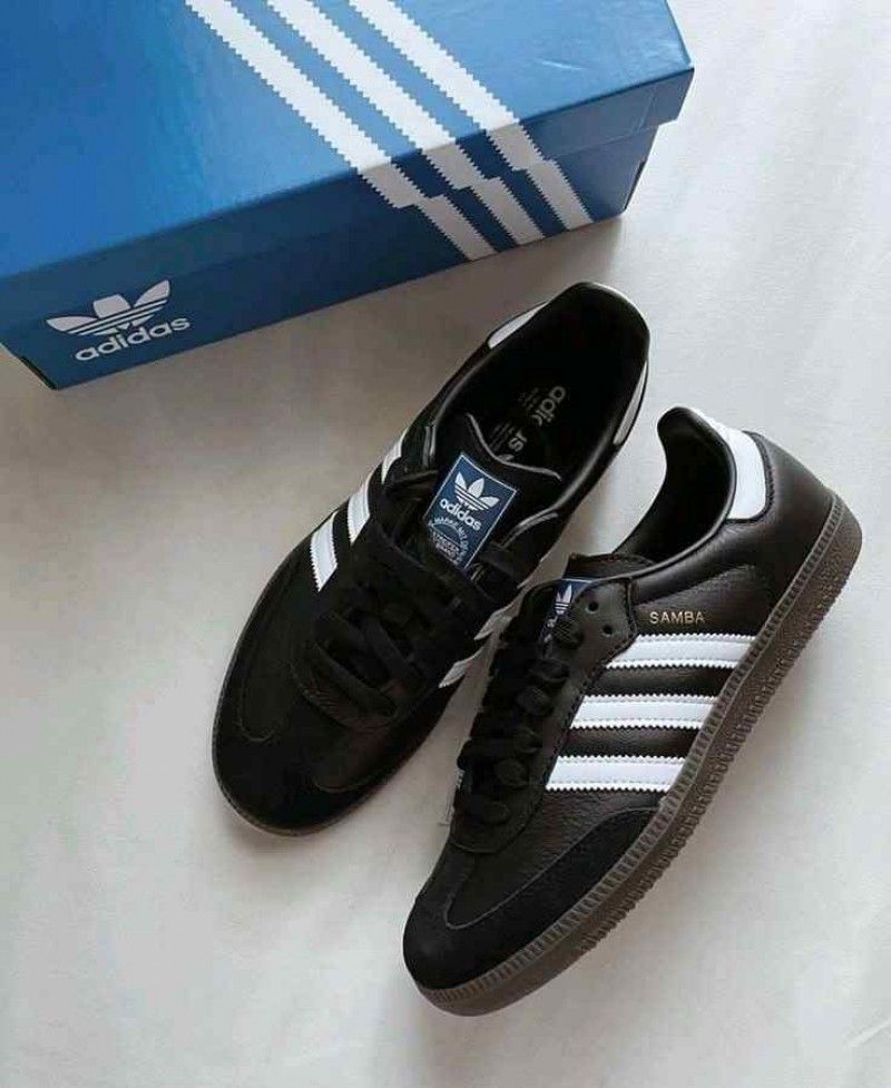 Adida women samba black white leather suede fixe
