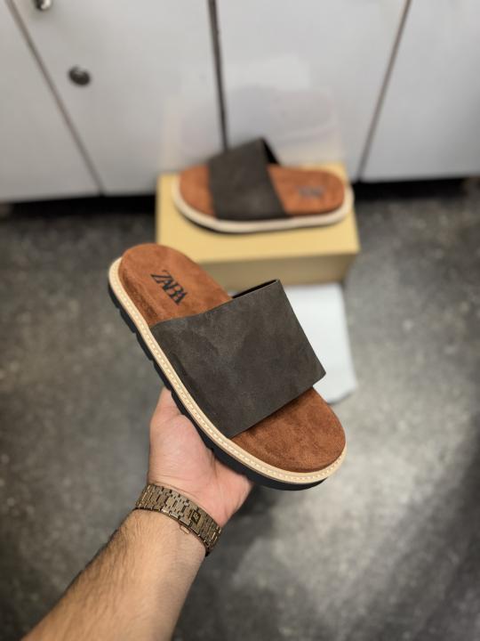 ZAR.A PREMIUM SUEDE SLIDE BROWN TAN 027