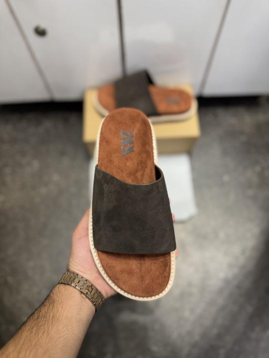 ZAR.A PREMIUM SUEDE SLIDE BROWN TAN 027