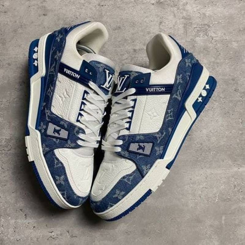 LOUI. Vuittton LV Monogram Trainer Blue White With Accessories